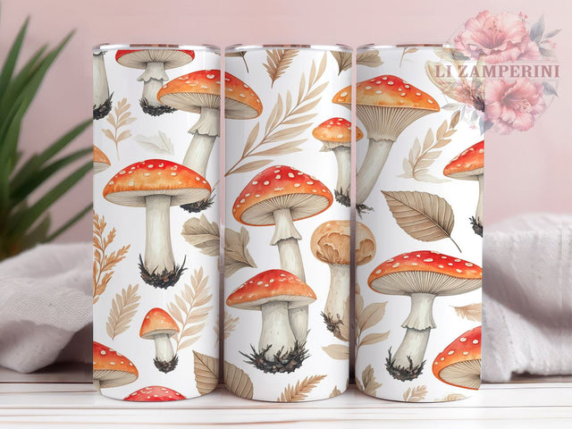 Boho Mushroom 20oz Nature Tumbler, Mushroom Tumbler, Pattern Wrap, 20oz Sublimation, Fungi Drinkware, Nature Lover Mug, Custom Mushroom Cup, Boho Style Tumbler Sublimation Li Zamperini 