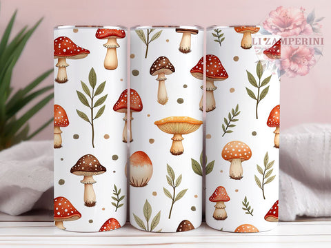 Boho Mushroom 20oz Nature Tumbler, Mushroom Tumbler, Pattern Wrap, 20oz Sublimation, Fungi Drinkware, Nature Lover Mug, Custom Mushroom Cup, Boho Style Tumbler Sublimation Li Zamperini 