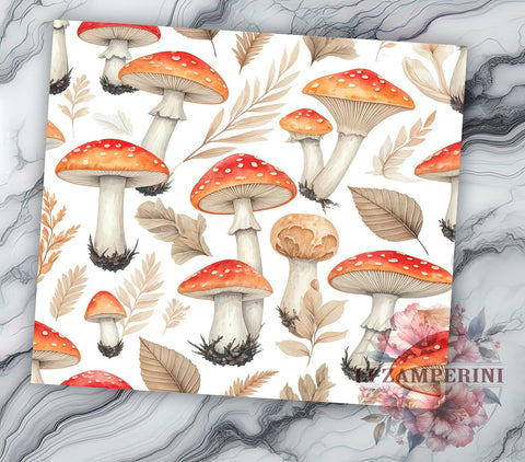 Boho Mushroom 20oz Nature Tumbler, Mushroom Tumbler, Pattern Wrap, 20oz Sublimation, Fungi Drinkware, Nature Lover Mug, Custom Mushroom Cup, Boho Style Tumbler Sublimation Li Zamperini 