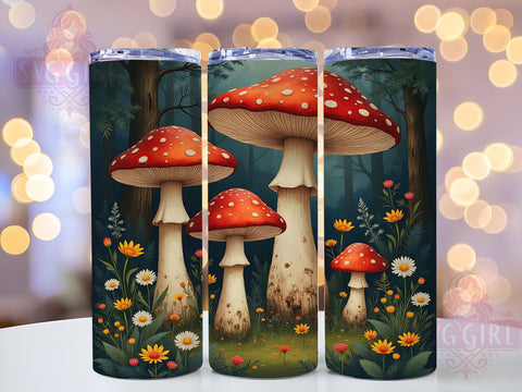 Boho Mushroom & Daisy 20oz Tumbler, Daisy Design Tumbler, 20oz Tumbler Wrap, Sublimation Tumbler, Floral Tumbler, Nature Inspired Tumbler, Boho Tumbler Wrap Sublimation SvggirlplusArt 