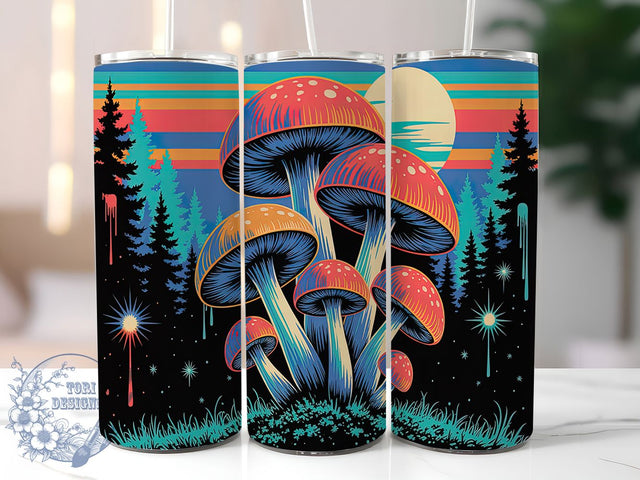 Boho Mushroom Moon Tumbler Wrap, Mushroom Tumbler Design, Moon Sublimation Wrap, Vintage Tumbler PNG, 20oz Skinny Tumbler, Mystical Tumbler Wrap, Bohemian Tumbler Design Sublimation ToriDesigns 