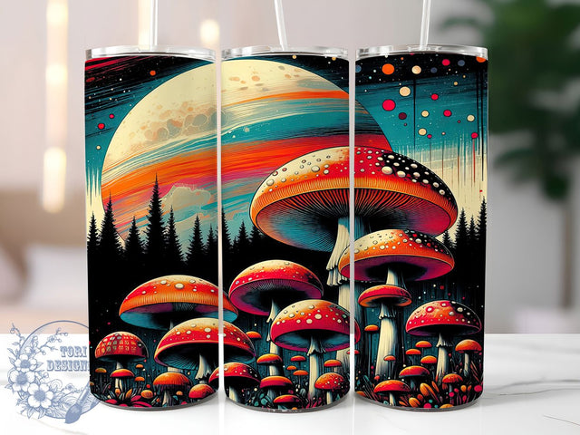 Boho Mushroom Moon Tumbler Wrap, Mushroom Tumbler Design, Moon Sublimation Wrap, Vintage Tumbler PNG, 20oz Skinny Tumbler, Mystical Tumbler Wrap, Bohemian Tumbler Design Sublimation ToriDesigns 