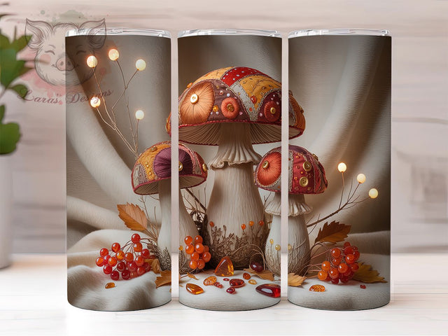 Boho Mushroom Patchwork Tumbler, Mushroom Tumbler Design, Patchwork Tumbler, 20oz Skinny Tumbler Wrap, Bohemian Tumbler, Nature Tumbler Wrap, Sublimation Tumbler Design Sublimation Lara' s Designs 