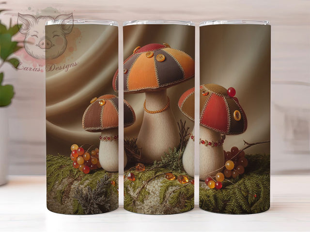 Boho Mushroom Patchwork Tumbler, Mushroom Tumbler Design, Patchwork Tumbler, 20oz Skinny Tumbler Wrap, Bohemian Tumbler, Nature Tumbler Wrap, Sublimation Tumbler Design Sublimation Lara' s Designs 