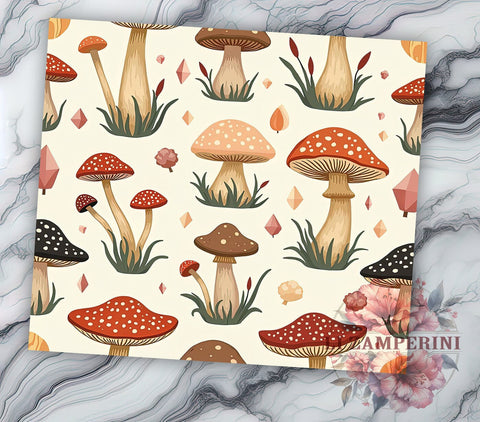 Boho Mushroom Tumbler, Witchy Drinkware, Goth Tumbler, Crystal Doodle Mug, Cute Mushroom Design, 20oz Sublimation Wrap, Whimsical Tumbler Sublimation Li Zamperini 