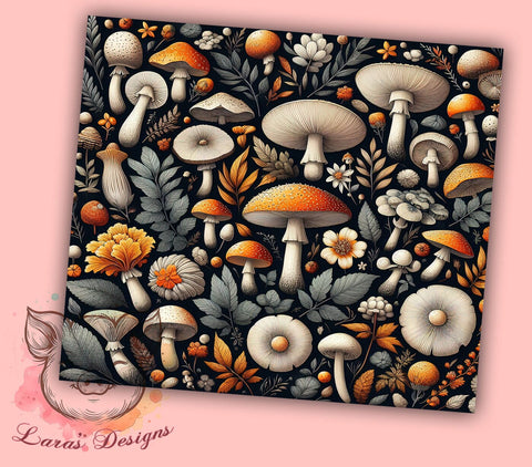 Boho Mushrooms 20oz Tumbler Png, Straight & Tapered Tumbler Png, Leaves and Plants Tumbler Png, Digital Download PNG Sublimation Lara' s Designs 