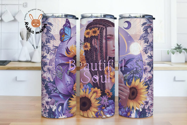 Boho Mystic 20oz Wrap design, Beautiful Soul 20oz Skinny Tumbler Sublimation Design Sublimation Rabbitmakies 