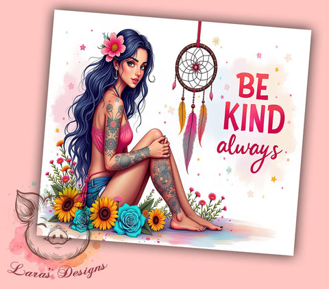Boho Mystic Tumbler, Be Kind Always Tumbler Wrap, 20oz Sublimation Design, Inspirational Tumbler PNG, Positive Affirmation Tumbler, Digital Download Tumbler, Bohemian Tumbler Sublimation Lara' s Designs 
