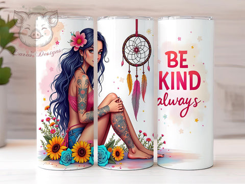 Boho Mystic Tumbler, Be Kind Always Tumbler Wrap, 20oz Sublimation Design, Inspirational Tumbler PNG, Positive Affirmation Tumbler, Digital Download Tumbler, Bohemian Tumbler Sublimation Lara' s Designs 