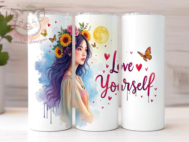 Boho Mystic Tumbler, Love Yourself Tumbler Wrap, 20oz Sublimation Design, Inspirational Tumbler PNG, Self-Love Tumbler Wrap, Digital Download Tumbler, Bohemian Tumbler Design Sublimation Lara' s Designs 