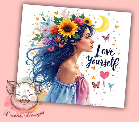Boho Mystic Tumbler, Love Yourself Tumbler Wrap, 20oz Sublimation Design, Inspirational Tumbler PNG, Self-Love Tumbler Wrap, Digital Download Tumbler, Bohemian Tumbler Design Sublimation Lara' s Designs 