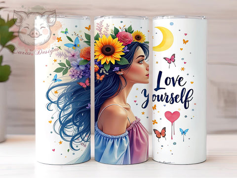 Boho Mystic Tumbler, Love Yourself Tumbler Wrap, 20oz Sublimation Design, Inspirational Tumbler PNG, Self-Love Tumbler Wrap, Digital Download Tumbler, Bohemian Tumbler Design Sublimation Lara' s Designs 