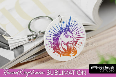 Boho Mystical Keychain PNG - Celestial Round Keychain Sublimation OrangeBrushStudio 