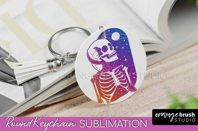 Boho Mystical Keychain PNG - Celestial Round Keychain Sublimation OrangeBrushStudio 
