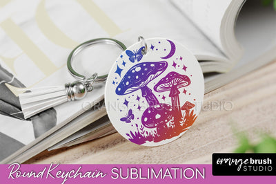 Boho Mystical Keychain PNG - Celestial Round Keychain Sublimation OrangeBrushStudio 