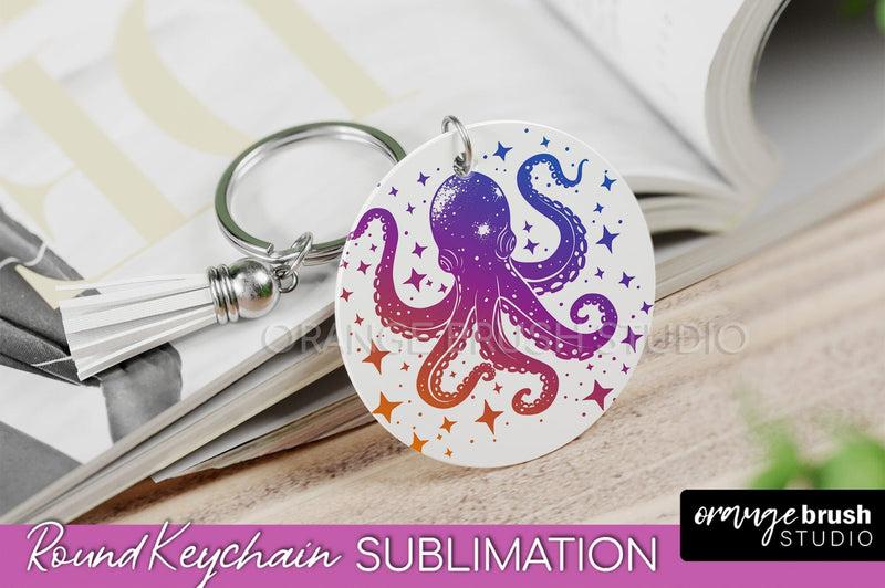 Boho Mystical Keychain PNG - Celestial Round Keychain Sublimation OrangeBrushStudio 