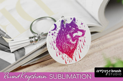 Boho Mystical Keychain PNG - Celestial Round Keychain Sublimation OrangeBrushStudio 
