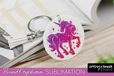 Boho Mystical Keychain PNG - Celestial Round Keychain Sublimation OrangeBrushStudio 