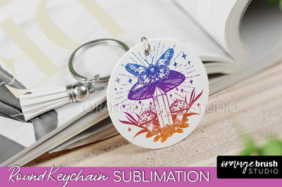 Boho Mystical Keychain PNG - Celestial Round Keychain Sublimation OrangeBrushStudio 