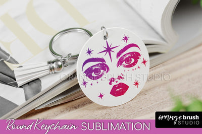 Boho Mystical Keychain PNG - Celestial Round Keychain Sublimation OrangeBrushStudio 