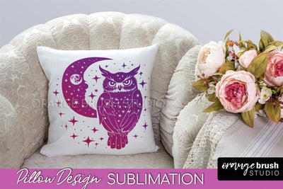 Boho Mystical Pillow Cover, Celestial Pillow Sublimation Sublimation OrangeBrushStudio 