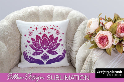 Boho Mystical Pillow Cover, Celestial Pillow Sublimation Sublimation OrangeBrushStudio 