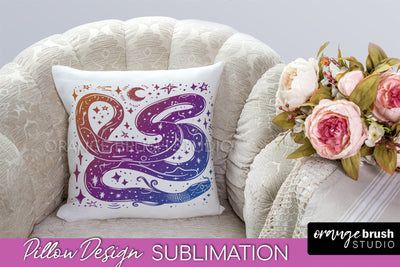 Boho Mystical Pillow Cover, Celestial Pillow Sublimation Sublimation OrangeBrushStudio 