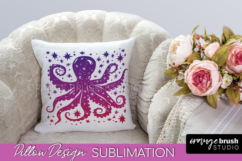 Boho Mystical Pillow Cover, Celestial Pillow Sublimation Sublimation OrangeBrushStudio 