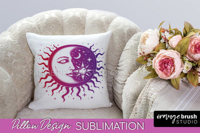Boho Mystical Pillow Cover, Celestial Pillow Sublimation Sublimation OrangeBrushStudio 