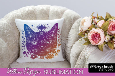 Boho Mystical Pillow Cover, Celestial Pillow Sublimation Sublimation OrangeBrushStudio 