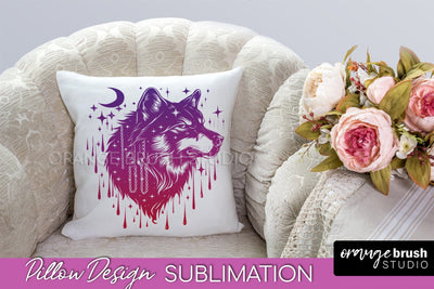 Boho Mystical Pillow Cover, Celestial Pillow Sublimation Sublimation OrangeBrushStudio 