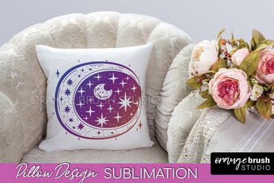 Boho Mystical Pillow Cover, Celestial Pillow Sublimation Sublimation OrangeBrushStudio 