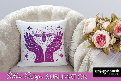 Boho Mystical Pillow Cover, Celestial Pillow Sublimation Sublimation OrangeBrushStudio 
