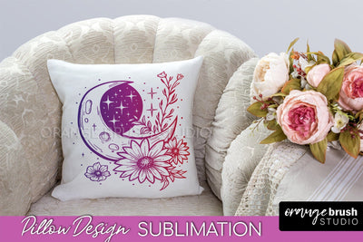Boho Mystical Pillow Cover, Celestial Pillow Sublimation Sublimation OrangeBrushStudio 