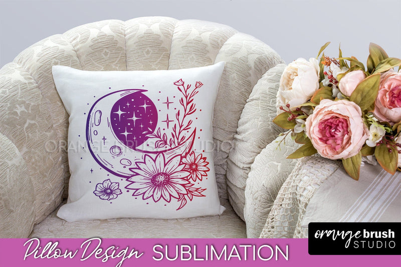 Boho Mystical Pillow Cover, Celestial Pillow Sublimation Sublimation OrangeBrushStudio 