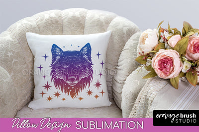 Boho Mystical Pillow Cover, Celestial Pillow Sublimation Sublimation OrangeBrushStudio 