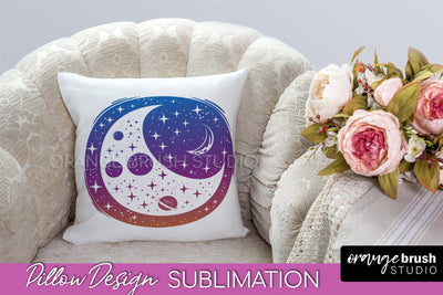 Boho Mystical Pillow Cover, Celestial Pillow Sublimation Sublimation OrangeBrushStudio 