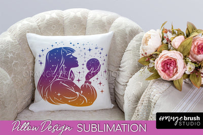 Boho Mystical Pillow Cover, Celestial Pillow Sublimation Sublimation OrangeBrushStudio 
