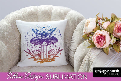 Boho Mystical Pillow Cover, Celestial Pillow Sublimation Sublimation OrangeBrushStudio 