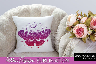 Boho Mystical Pillow Cover, Celestial Pillow Sublimation Sublimation OrangeBrushStudio 