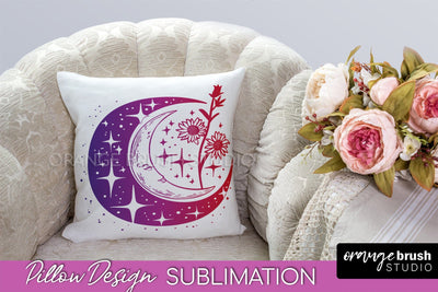Boho Mystical Pillow Cover, Celestial Pillow Sublimation Sublimation OrangeBrushStudio 