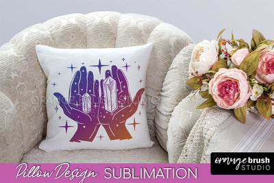 Boho Mystical Pillow Cover, Celestial Pillow Sublimation Sublimation OrangeBrushStudio 