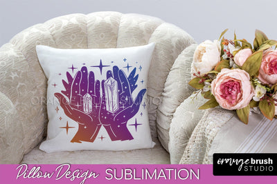 Boho Mystical Pillow Cover, Celestial Pillow Sublimation Sublimation OrangeBrushStudio 