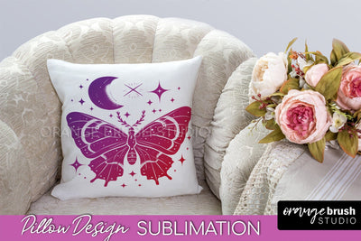 Boho Mystical Pillow Cover, Celestial Pillow Sublimation Sublimation OrangeBrushStudio 