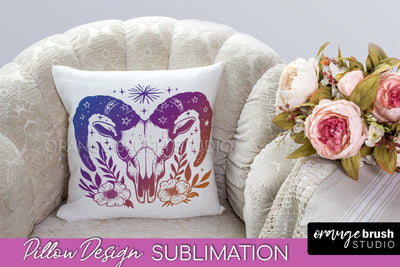 Boho Mystical Pillow Cover, Celestial Pillow Sublimation Sublimation OrangeBrushStudio 
