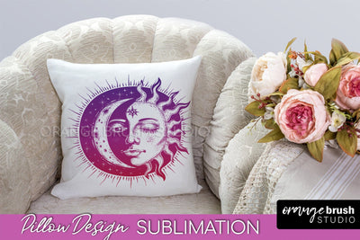 Boho Mystical Pillow Cover, Celestial Pillow Sublimation Sublimation OrangeBrushStudio 