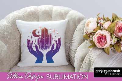 Boho Mystical Pillow Cover, Celestial Pillow Sublimation Sublimation OrangeBrushStudio 