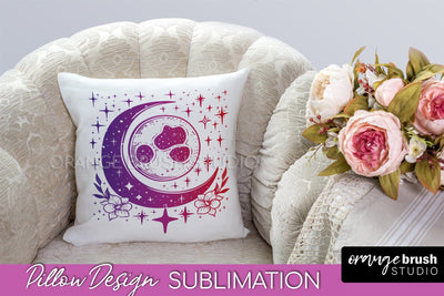 Boho Mystical Pillow Cover, Celestial Pillow Sublimation Sublimation OrangeBrushStudio 