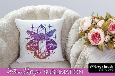 Boho Mystical Pillow Cover, Celestial Pillow Sublimation Sublimation OrangeBrushStudio 