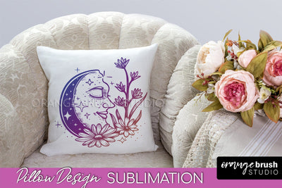 Boho Mystical Pillow Cover, Celestial Pillow Sublimation Sublimation OrangeBrushStudio 